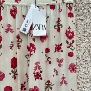 Zara Floral Drawstring Lightweight Palazzo Pant NWT